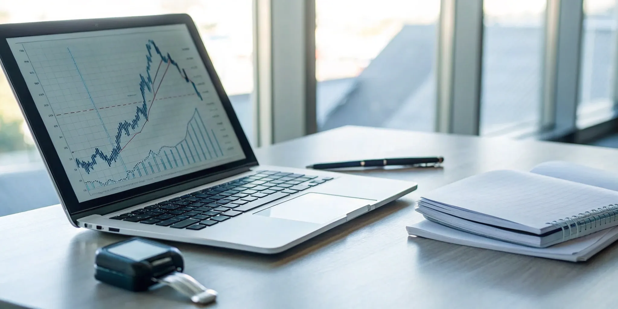 A laptop showing charts for a B2B sales value proposition course.
