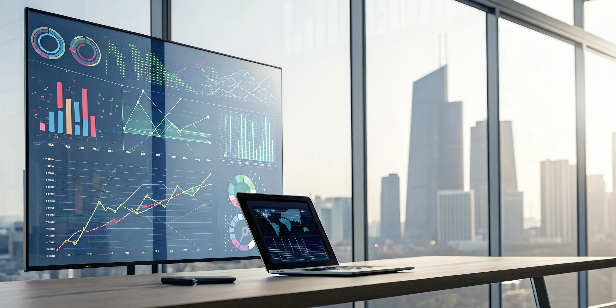 A go-to-market strategy for SaaS products visualized with charts and analytics on a laptop screen.