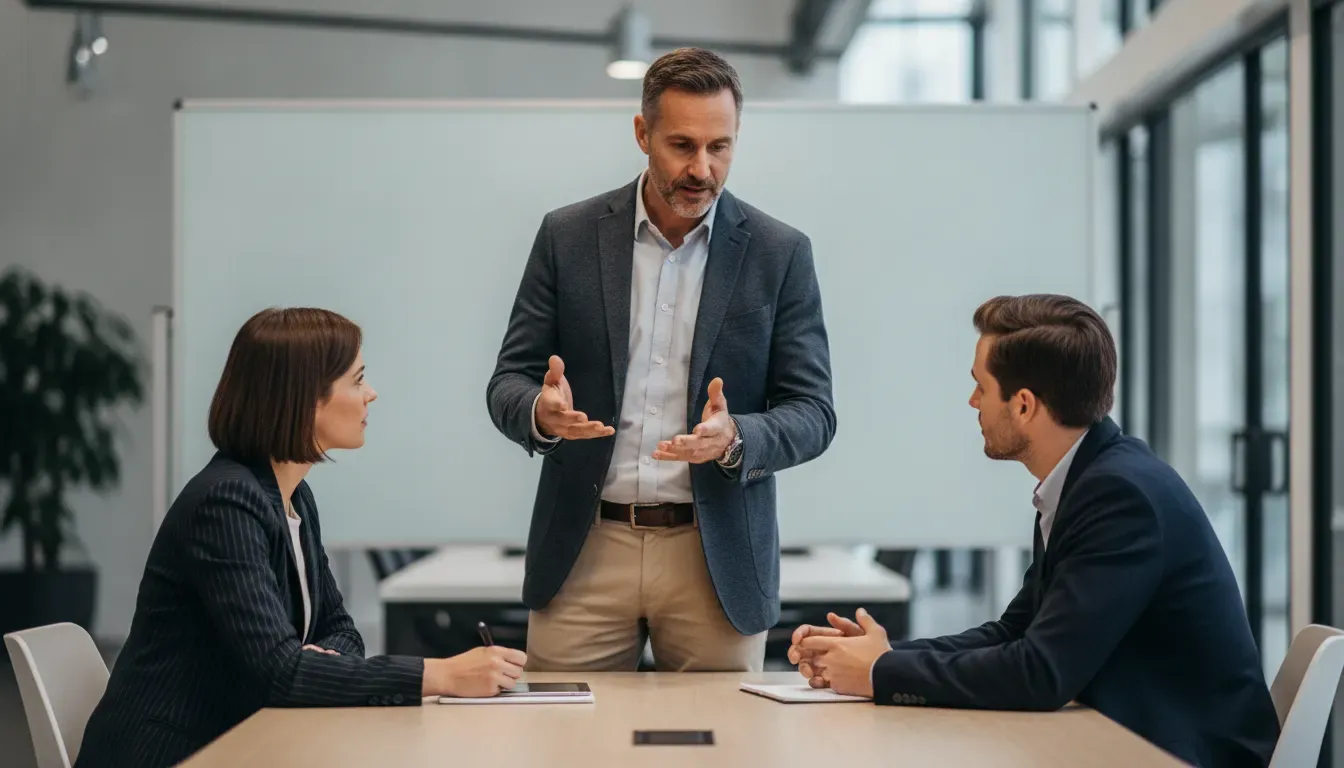Sales manager coaching account executives through a live deal rehearsal