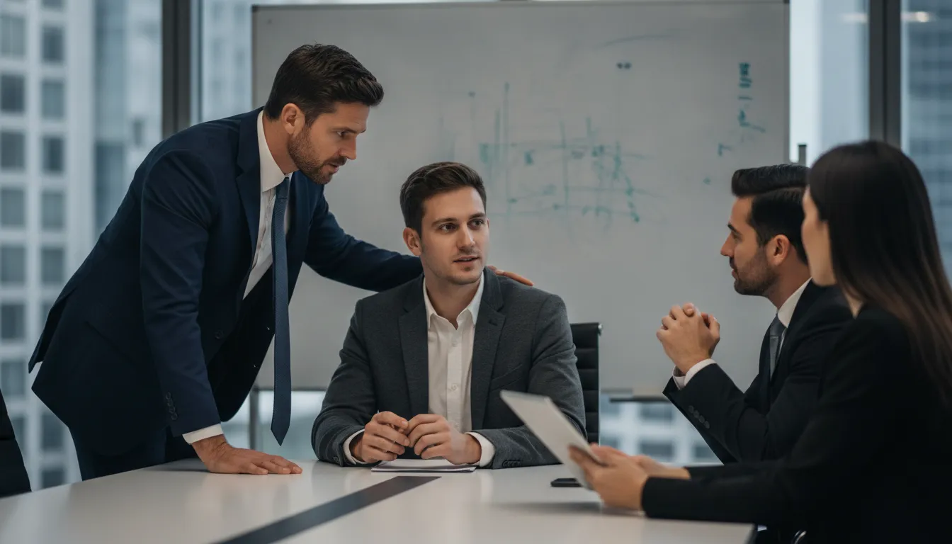 Sales manager coaching a seller through a live enterprise opportunity