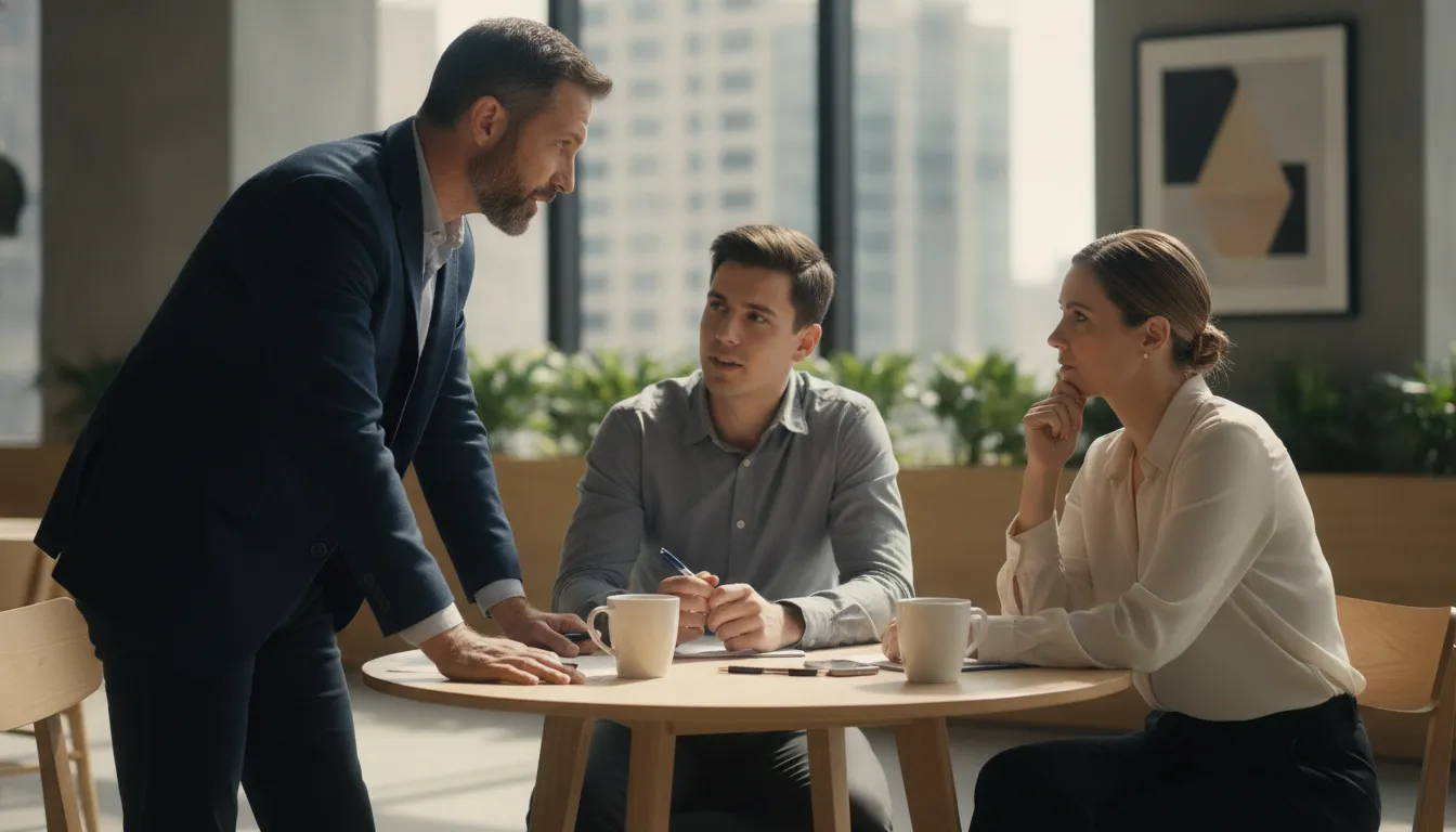 B2B technology sales leaders coaching a seller through a customer conversation
