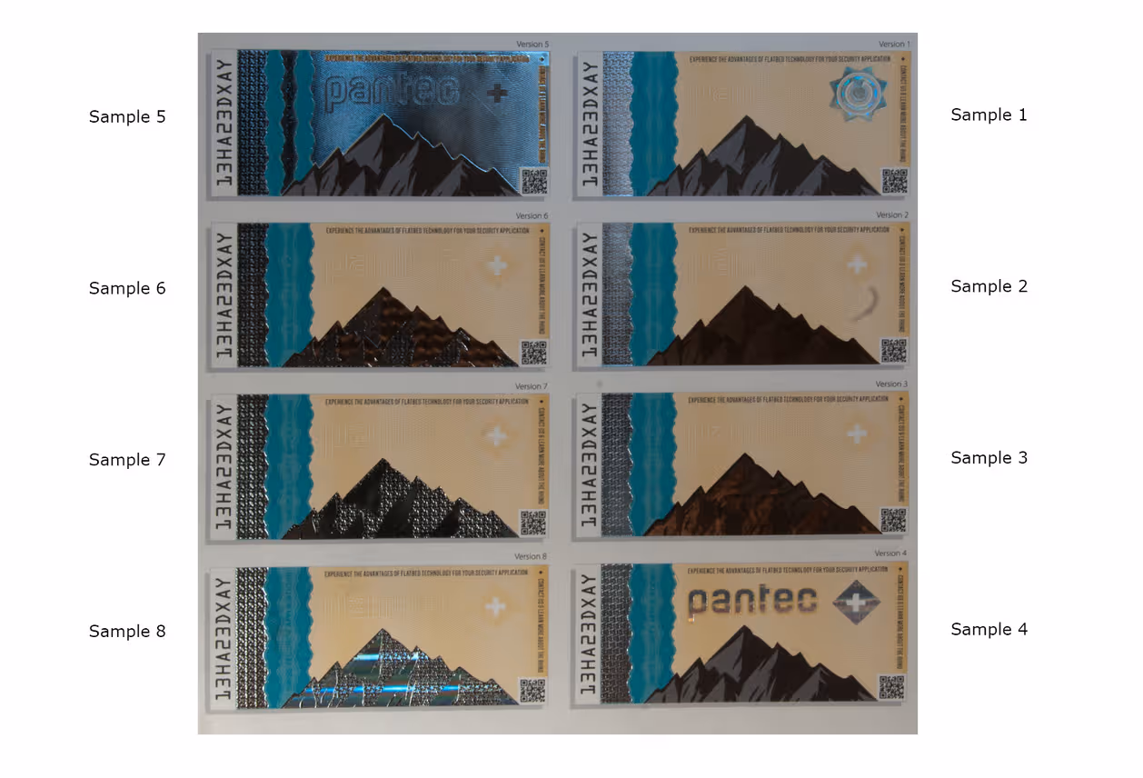 Security Printing Demo Samples — eight examples overview