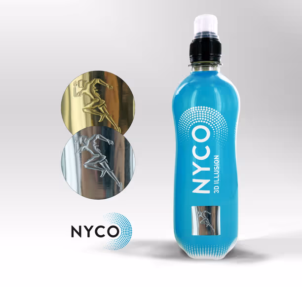 3D image effect applied to shrink sleeve packaging via Pantec CHEETAH rotary hot foil stamping