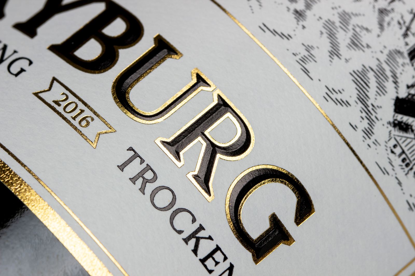 Foil embossing stamping detail on wine label - 02