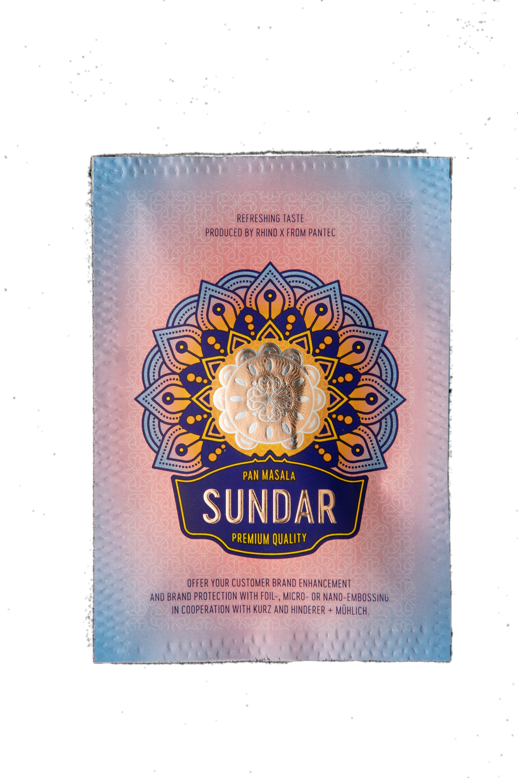 Sundar Pan Masala premium packaging with embellished design