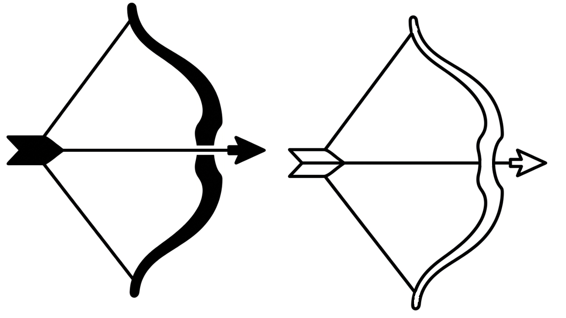 Correct example: bow illustration drawn with clean, non-intersecting vector paths