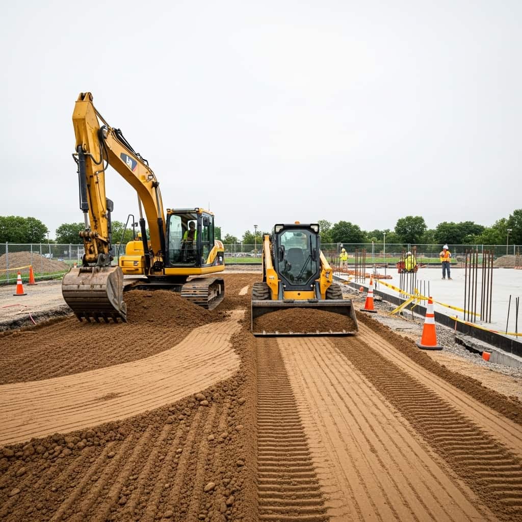 Land grading and excavation work performed by ProFlow Septic & Excavating using professional equipment on a Northeast Ohio job site