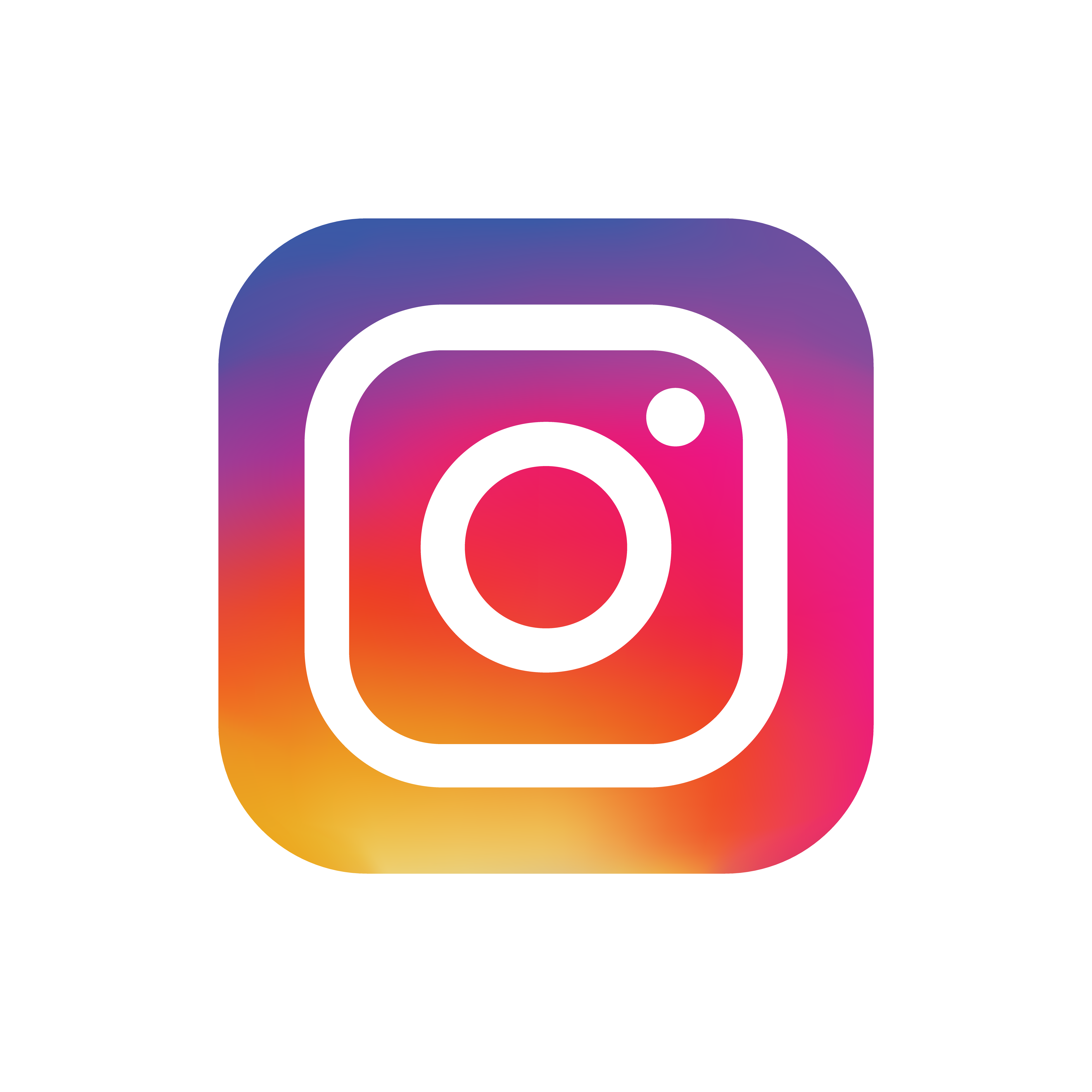 Instagram app icon with a white camera outline on a purple, pink, orange, and yellow gradient background.