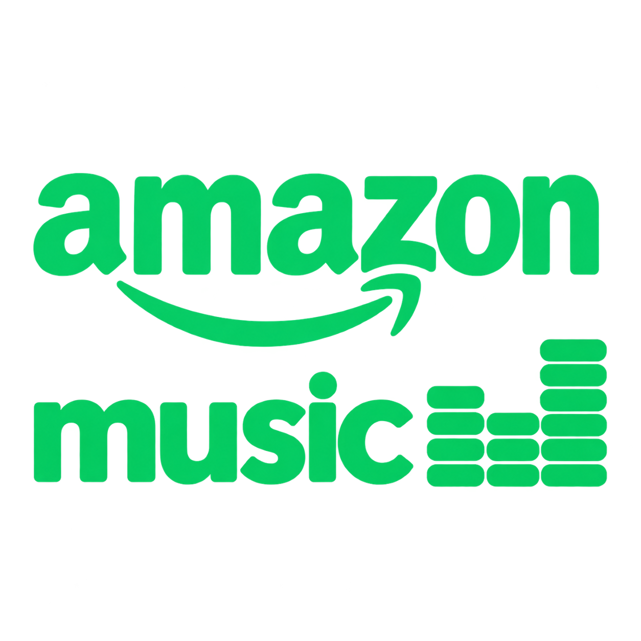 Amazon Music logo with green text and a stylized equalizer graphic