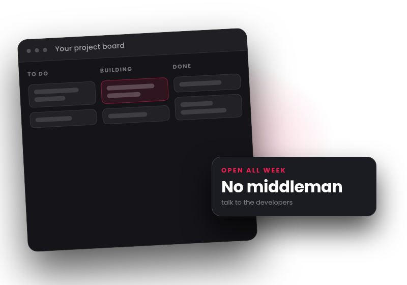 A shared project board with work in progress visible to the client