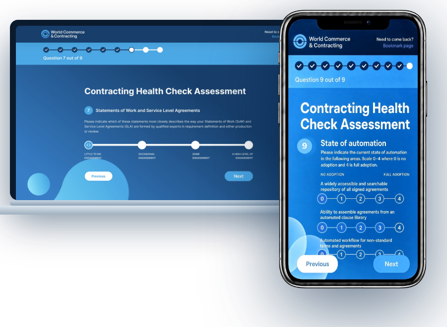 The Contracting Health Check assessment on a laptop and a phone