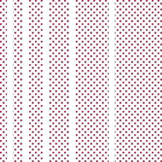 Vertical black stripes with red diamond patterns on a red background.
