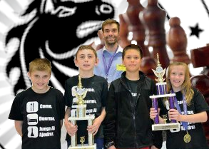 A photo of Sensei Johnson and his chess camp students!