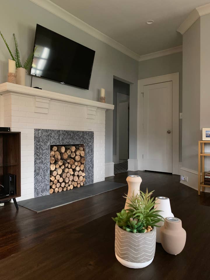 Fireplace tile installation