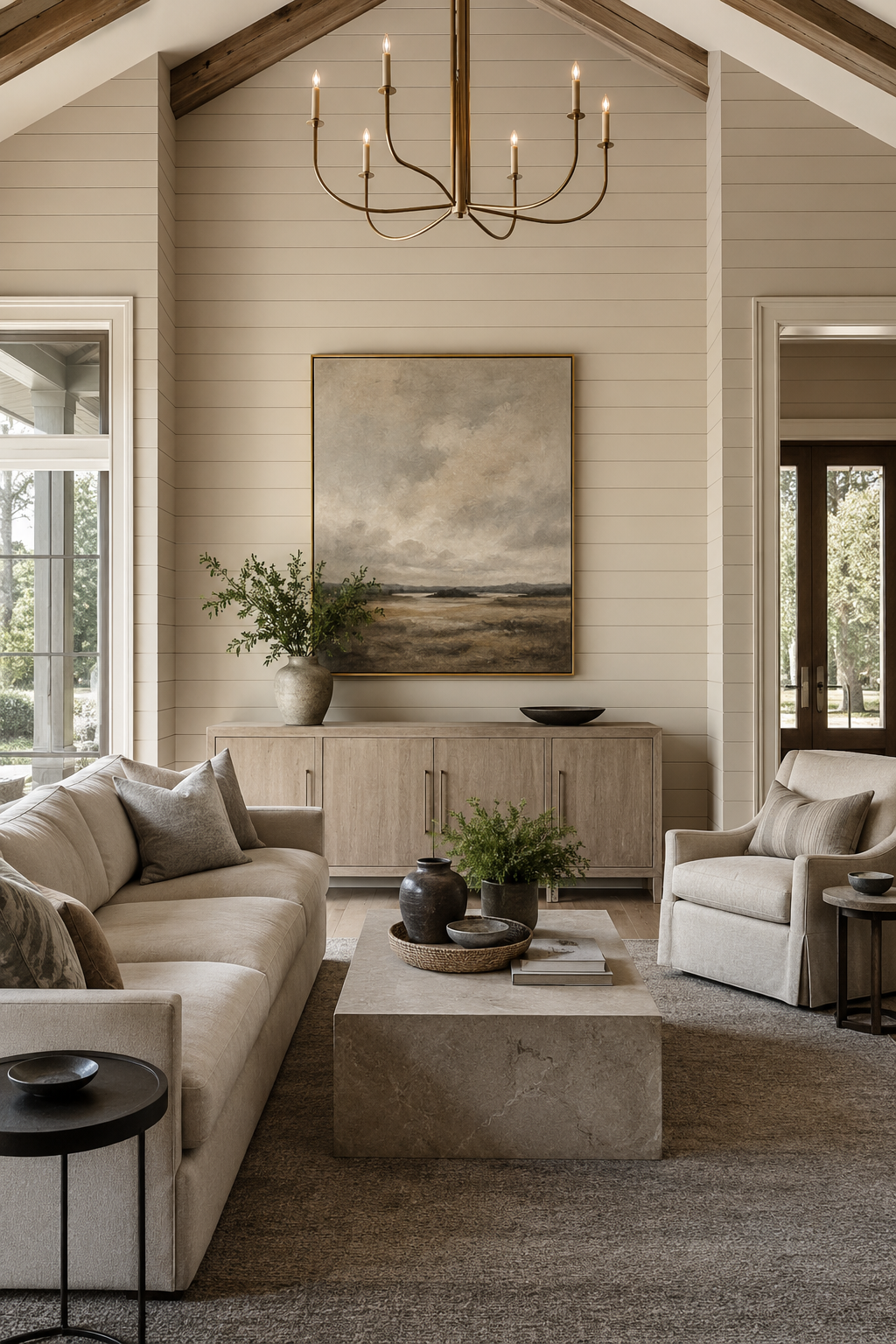 Architectural accent wall with refined surface and finish details