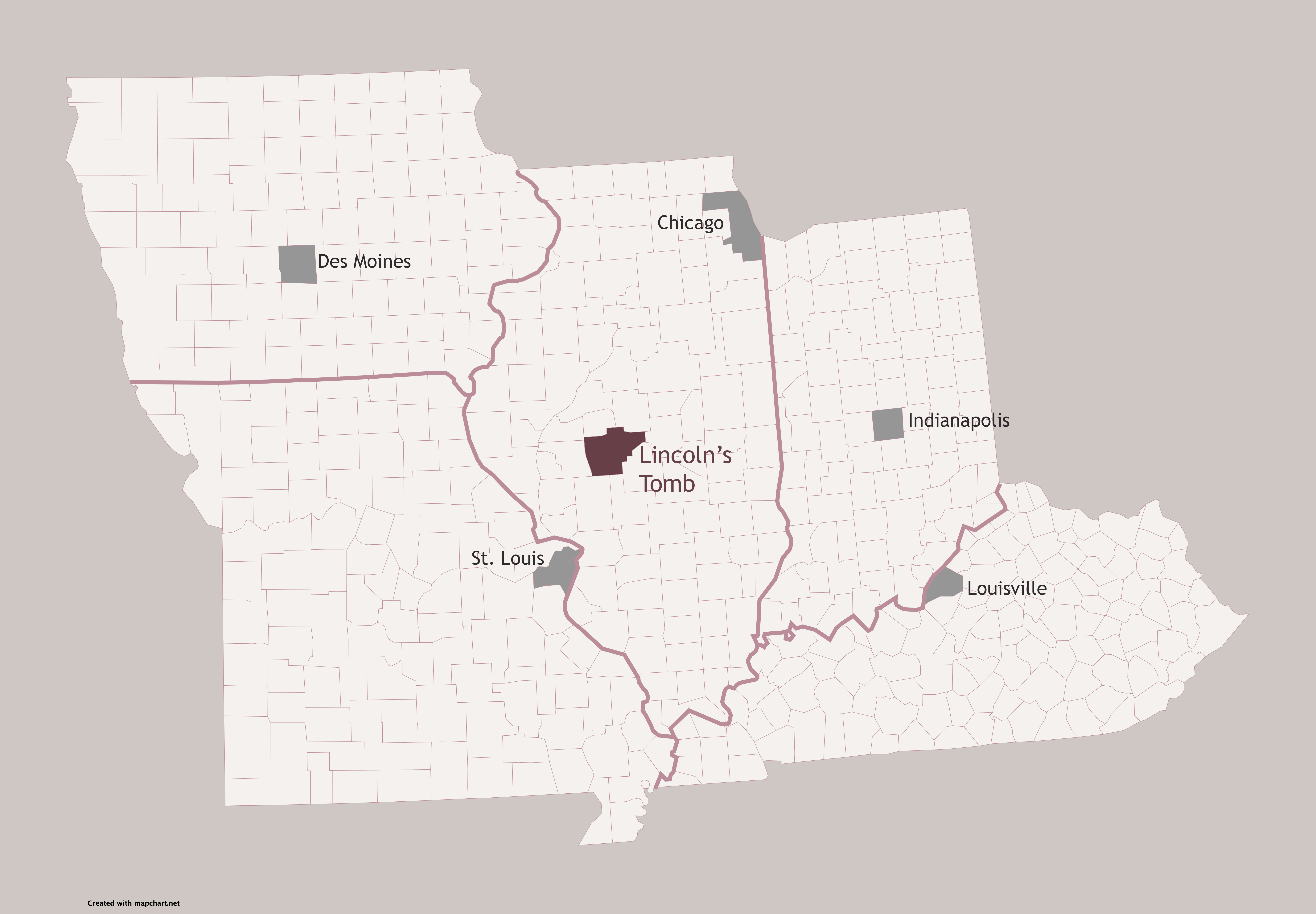 Map showing Springfield, Illinois and surrounding region