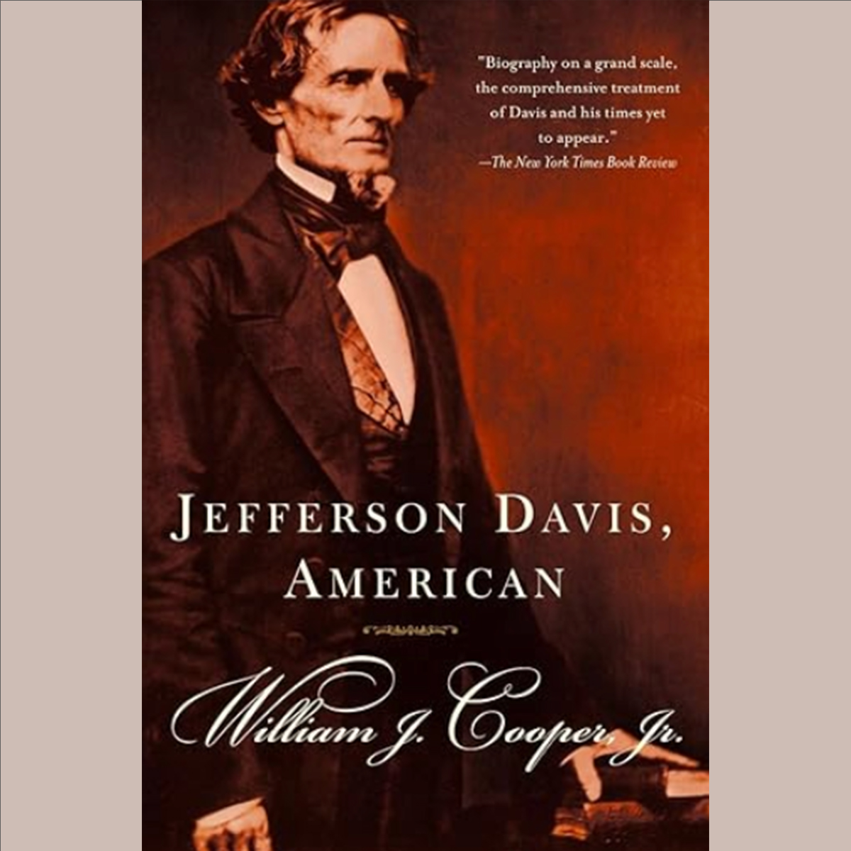 Book Cover with Jefferson Davis standing near table with hand on a book