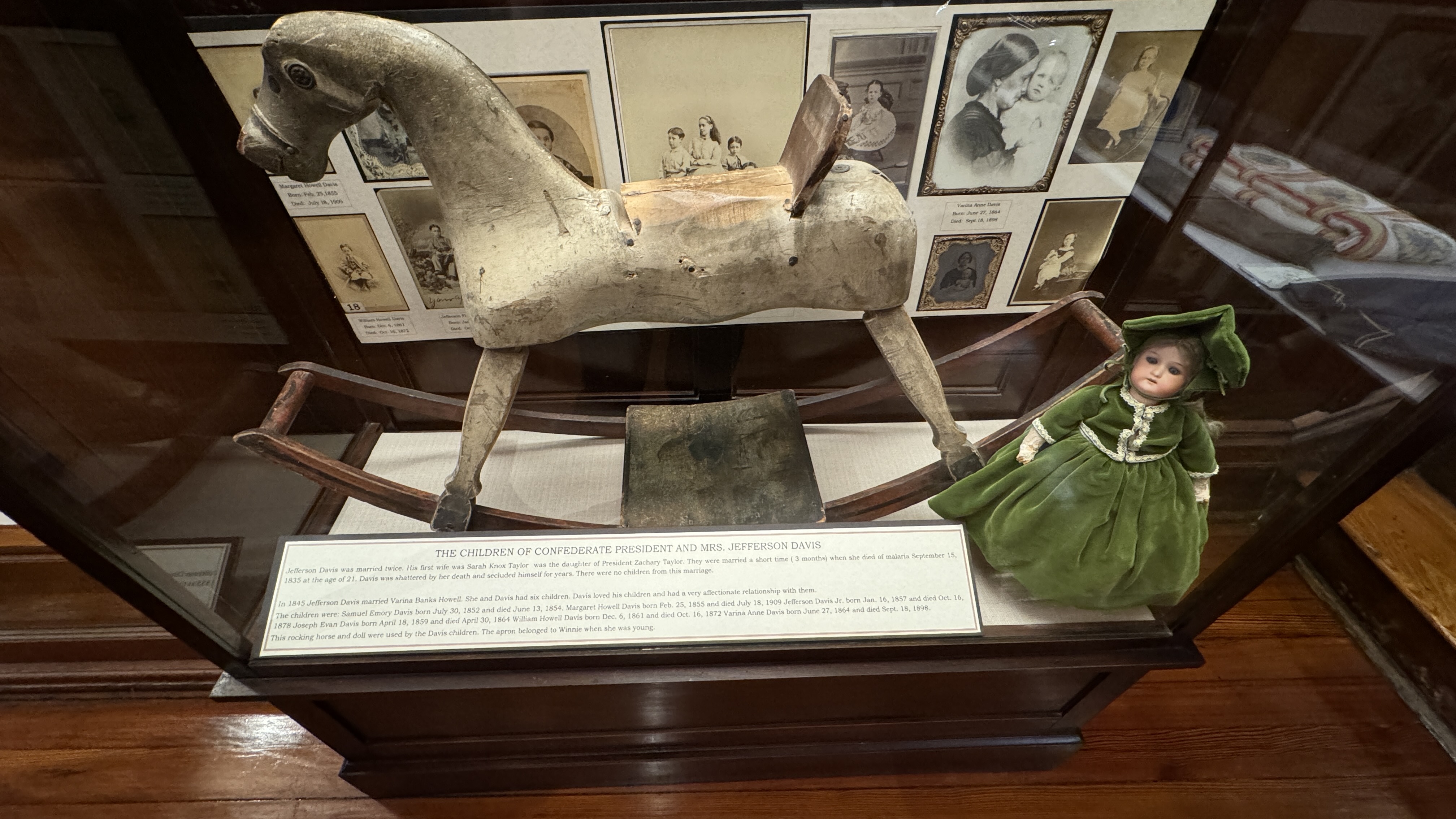 A toy wooden rocking horse at Confederate Hall Museum