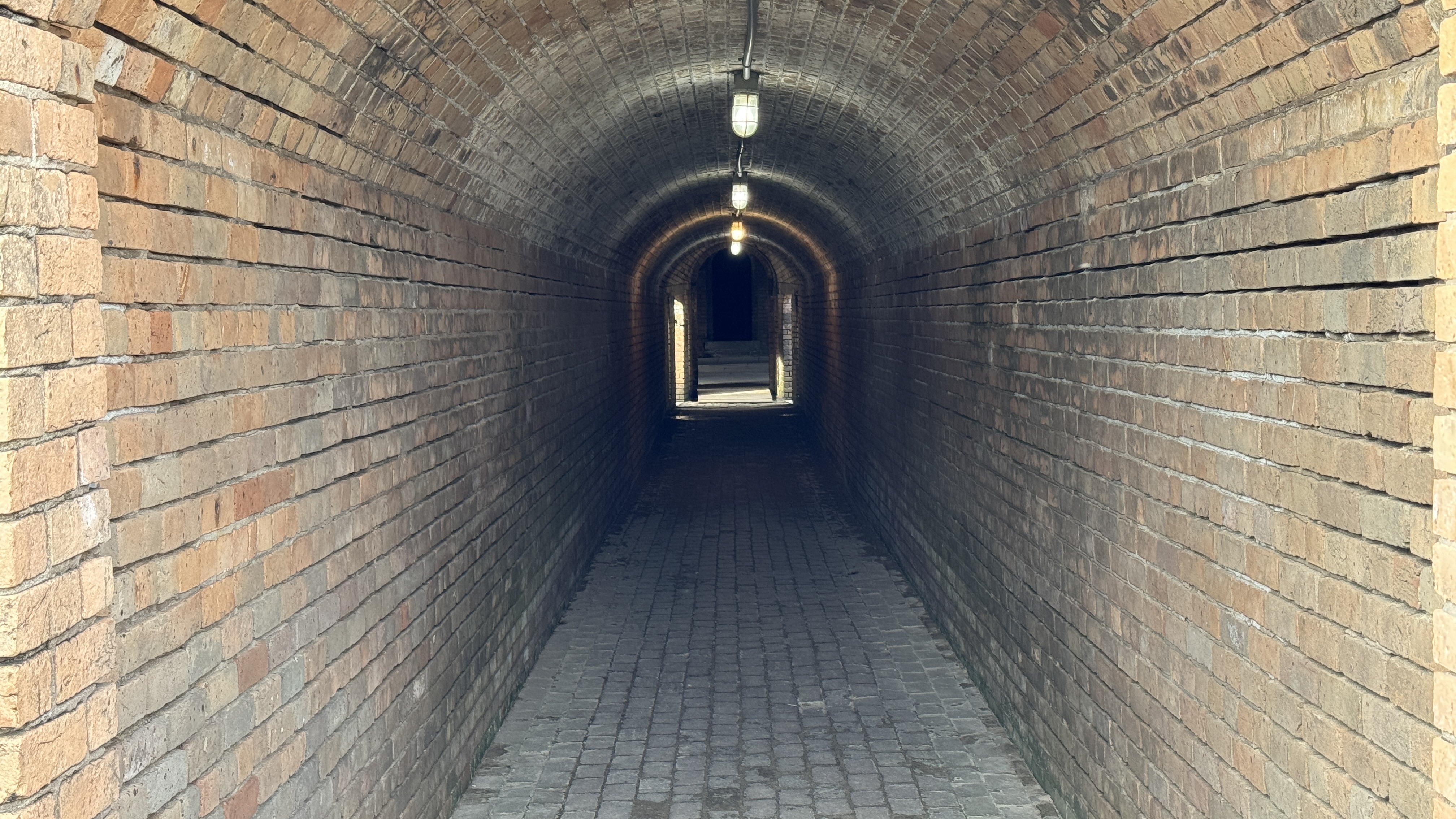 Long line of tunnels at Fort Gaines in Dauphin Island, Alabama