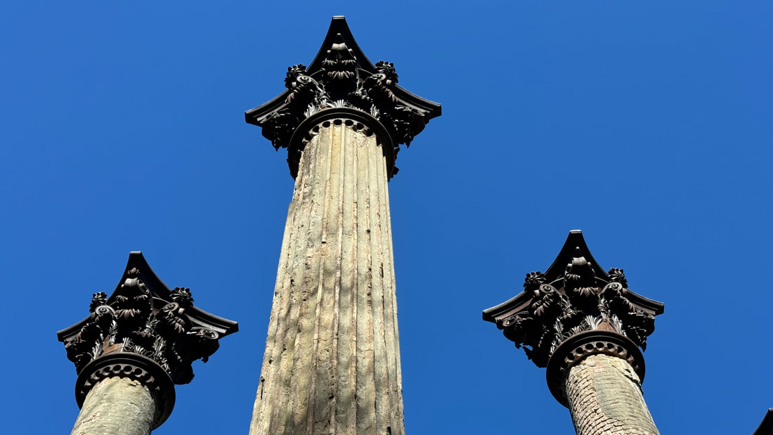 Top of ornate columns at Windsor Ruins in Port Gibson, MS