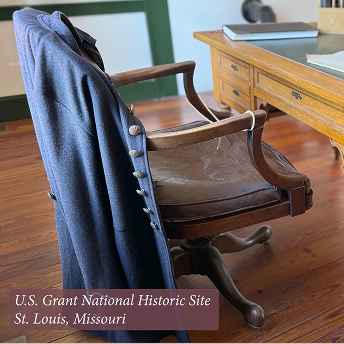 Desk and chair and US Grant National Historic Site in St Louis, MO