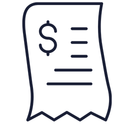 Icon of a receipt with a dollar sign and horizontal lines representing text.