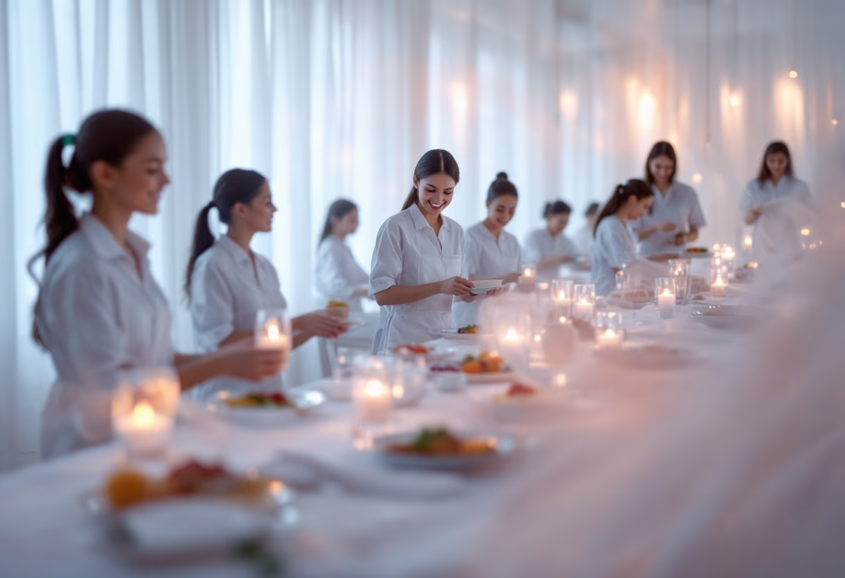 image of kitchen during service (for a fine dining restaurant)