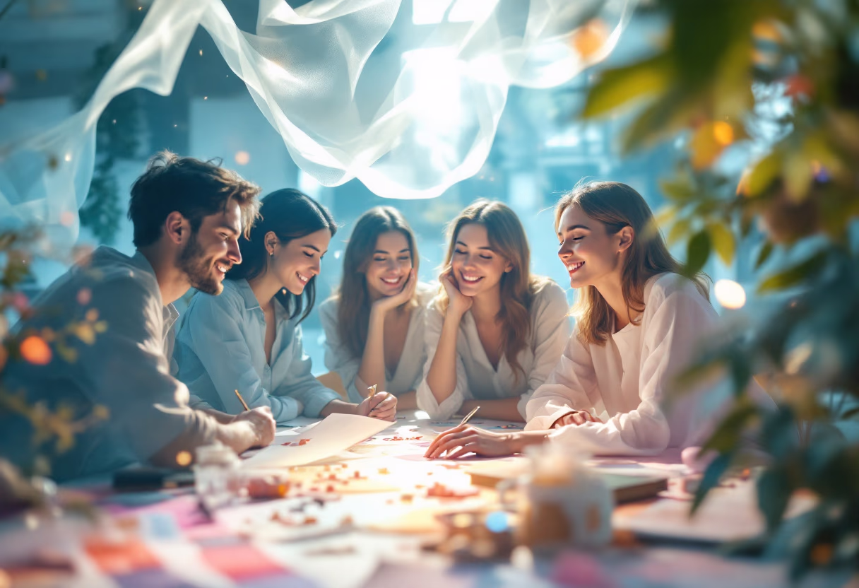 image of team brainstorming session (graphic design studio)