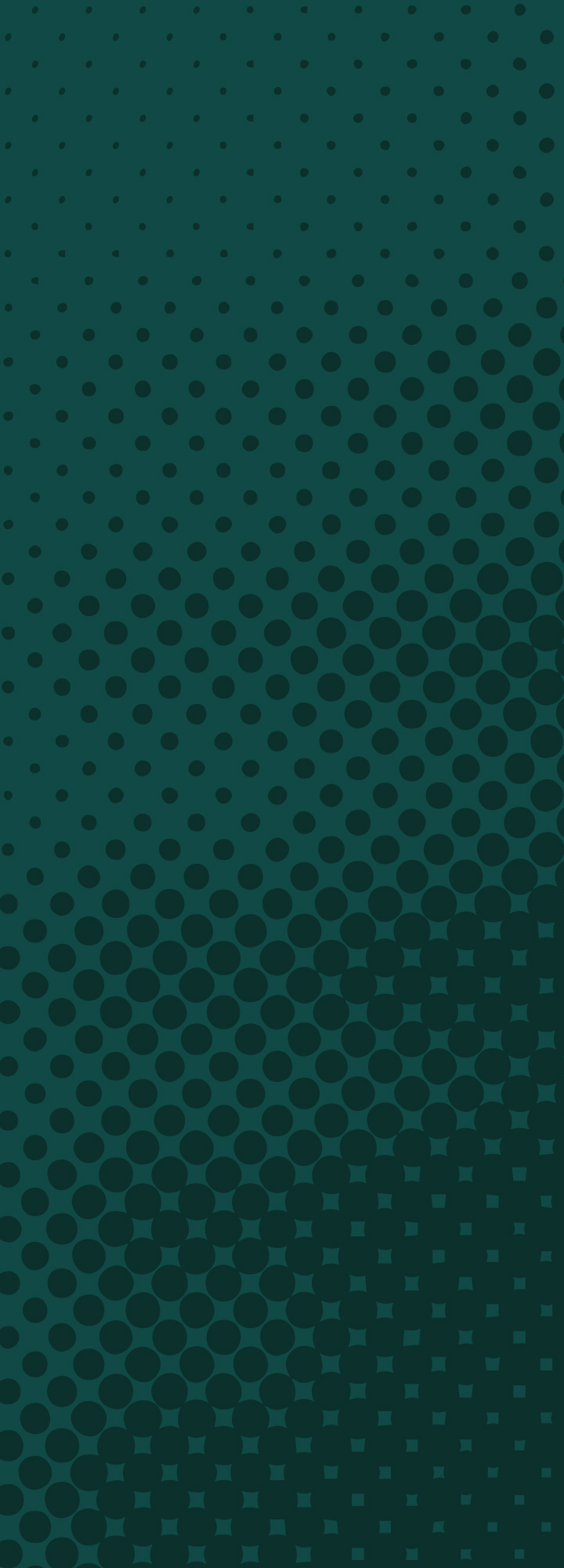 Dark teal background with a pattern of gradually increasing circular dots creating a wave-like effect.