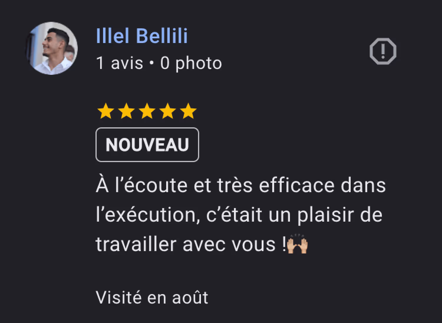 avis posté sur google