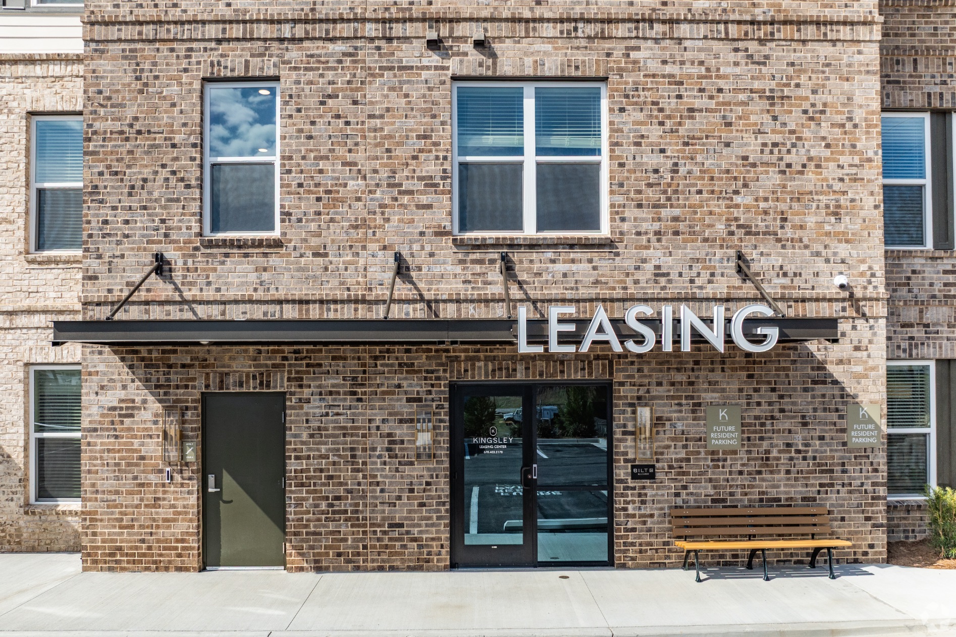 Exterior view of leasing office entrance 