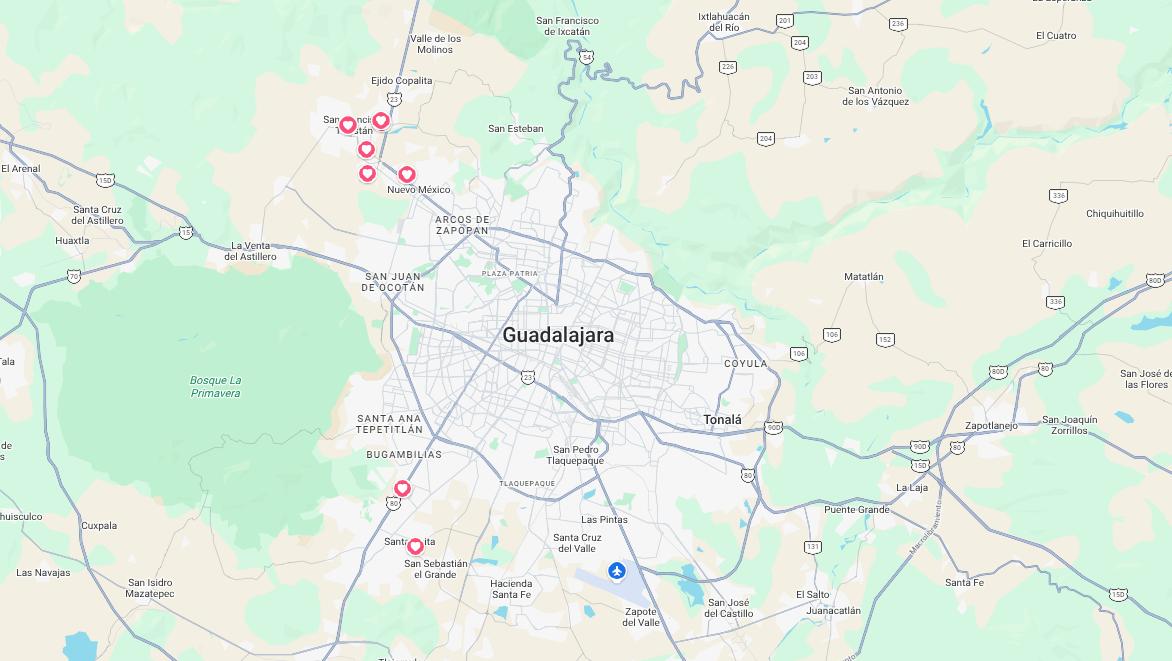 Mapa del Área Metropolitana de Guadalajara