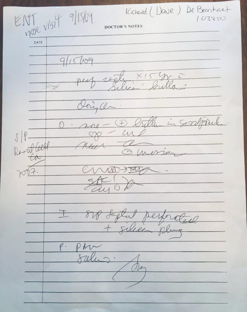 Example of a hand-written progress note with scribbled text