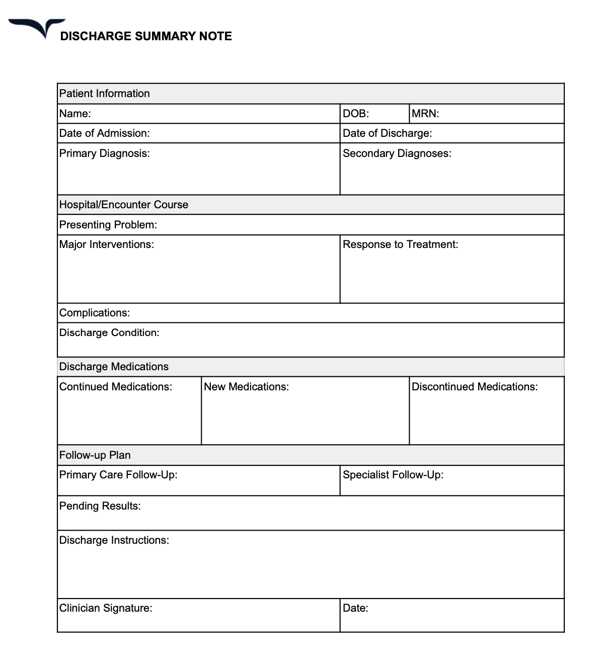 discharge summary clinical note download pdf 