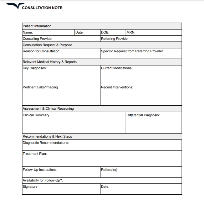 consultation note template free fillable download