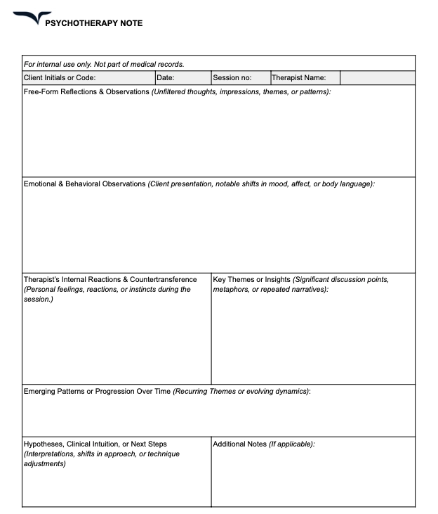 Psychotherapy note template with fillable forms free pdf download