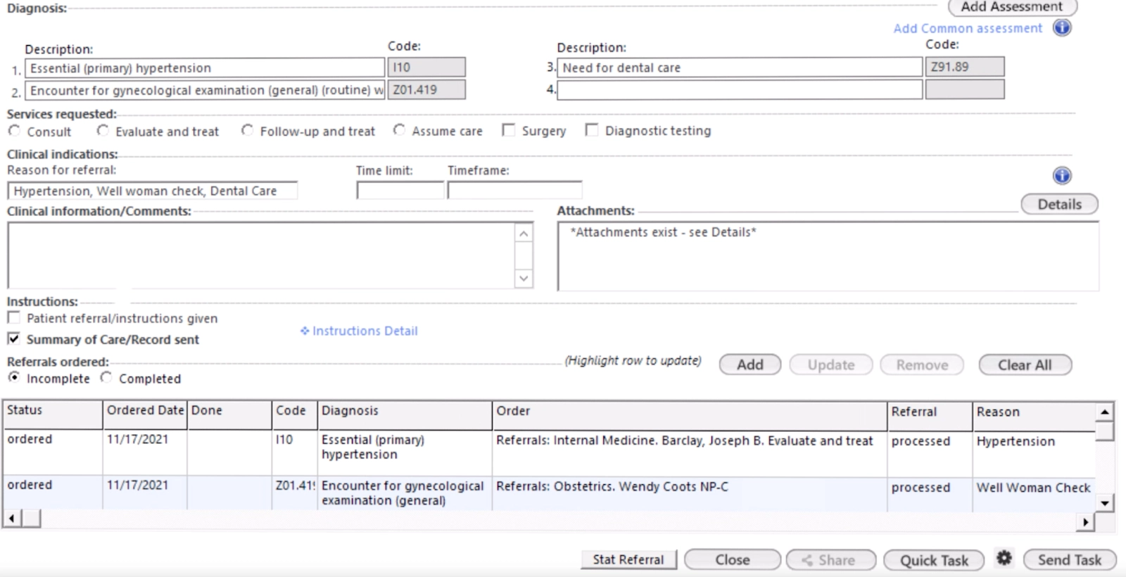 NextGen Healthcare EHR template with dropdown selections and fillable comment sections