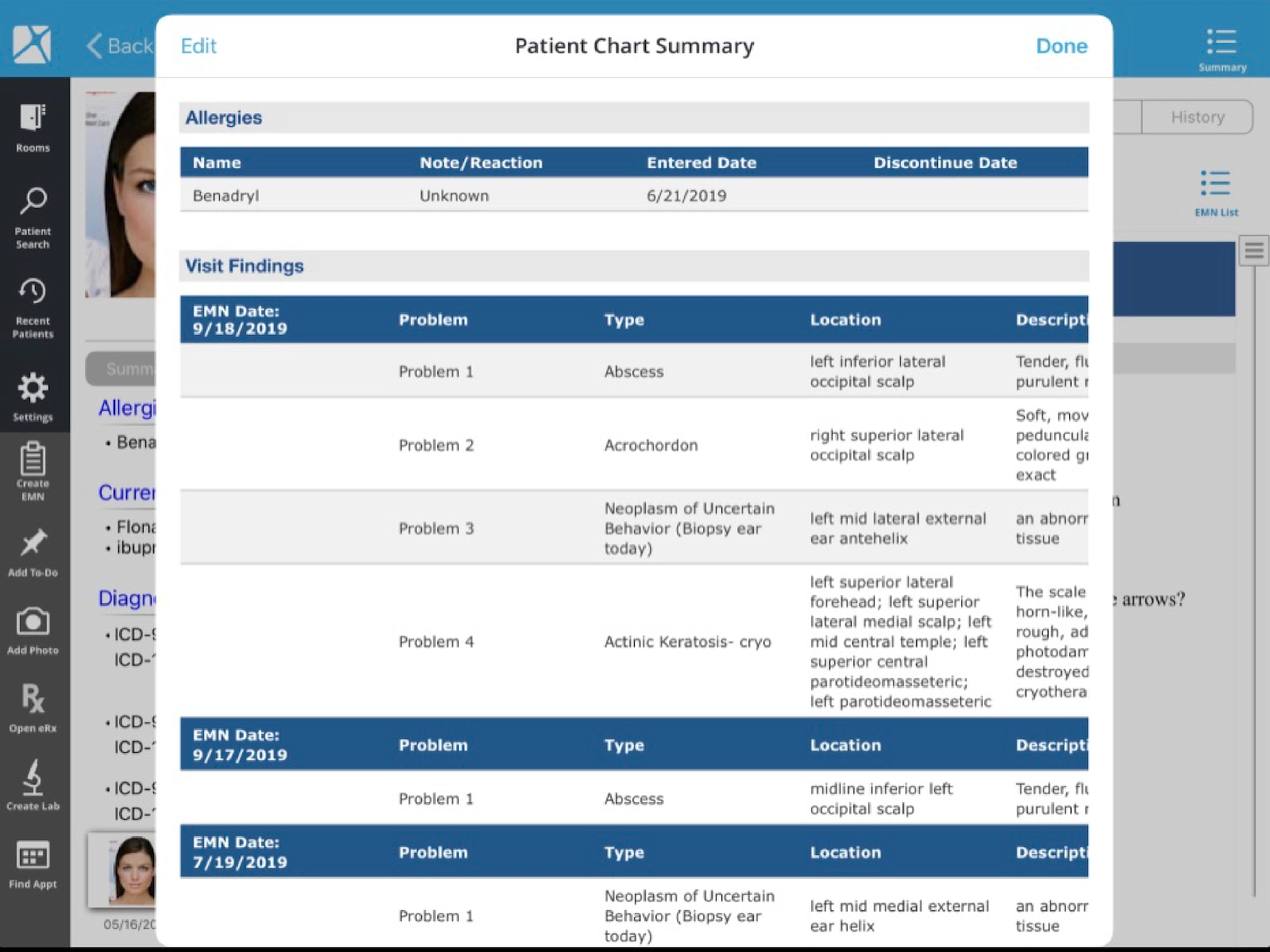 Nextech EHR Patient Chart Summary
