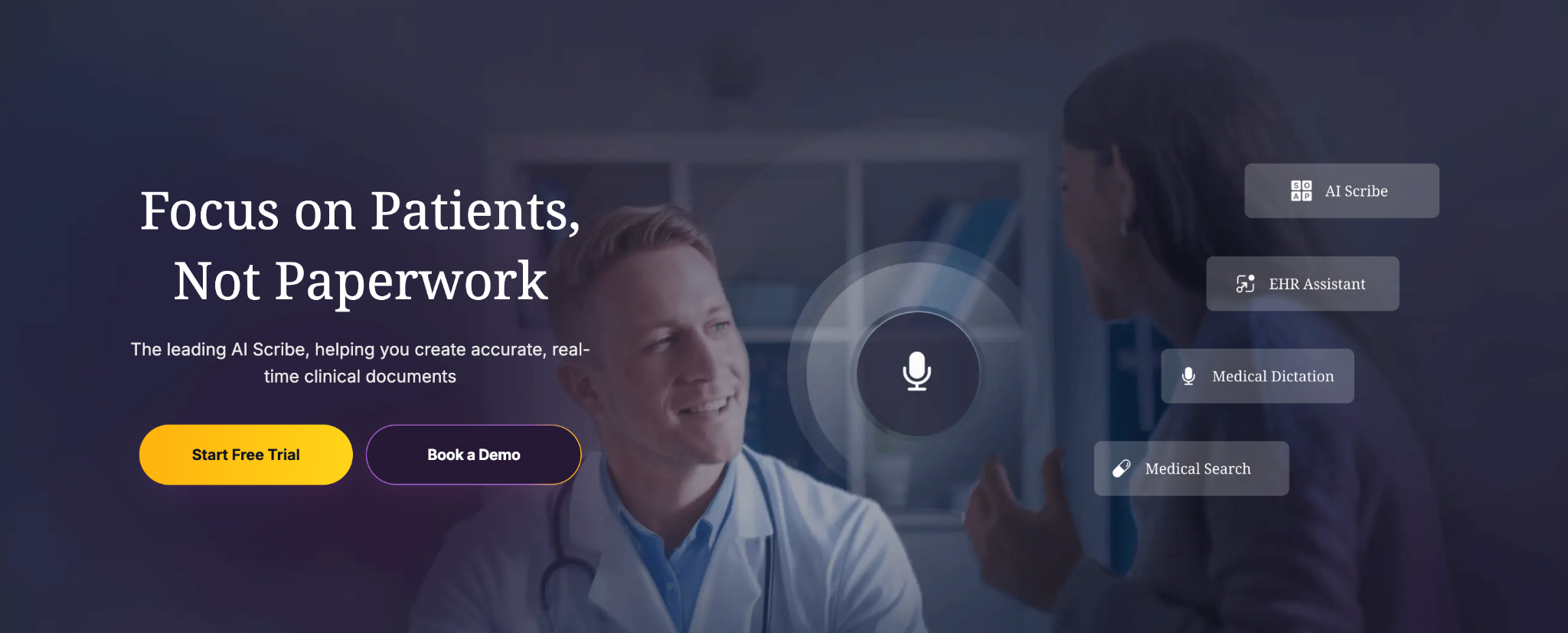 Tali home page with the text "Focus on Patients, Not Paperwork"