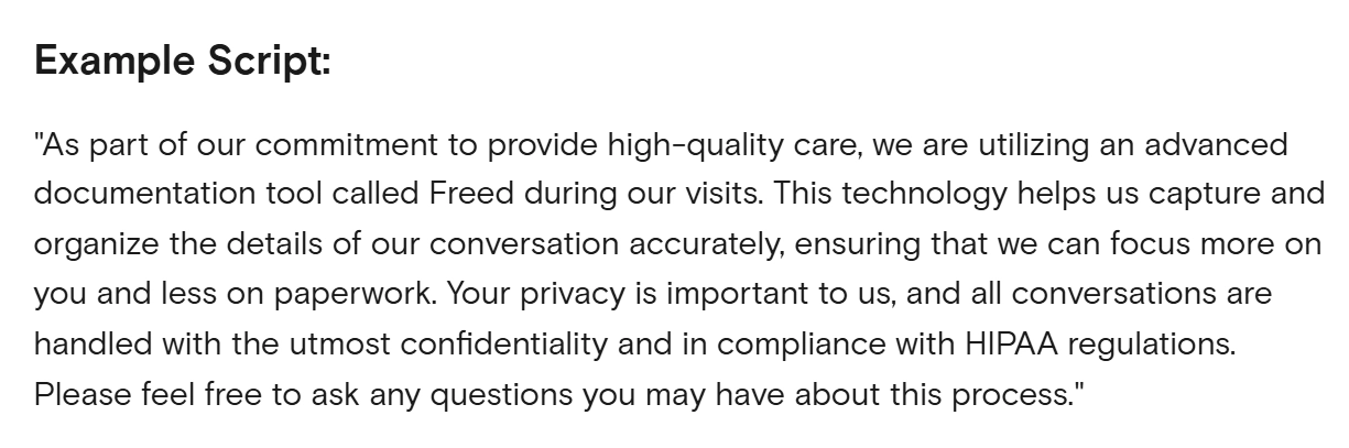 Patient authorization script