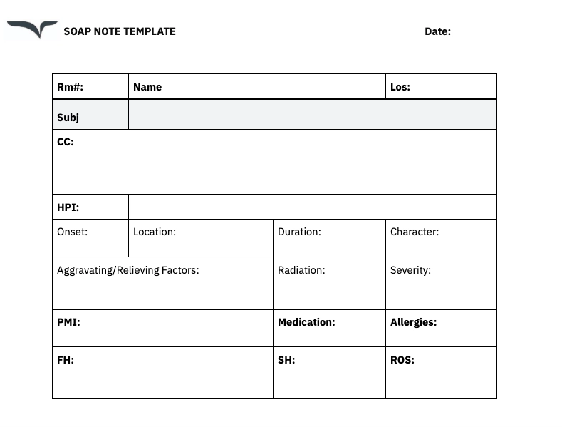 SOAP Note template fillable medical chart free pdf download