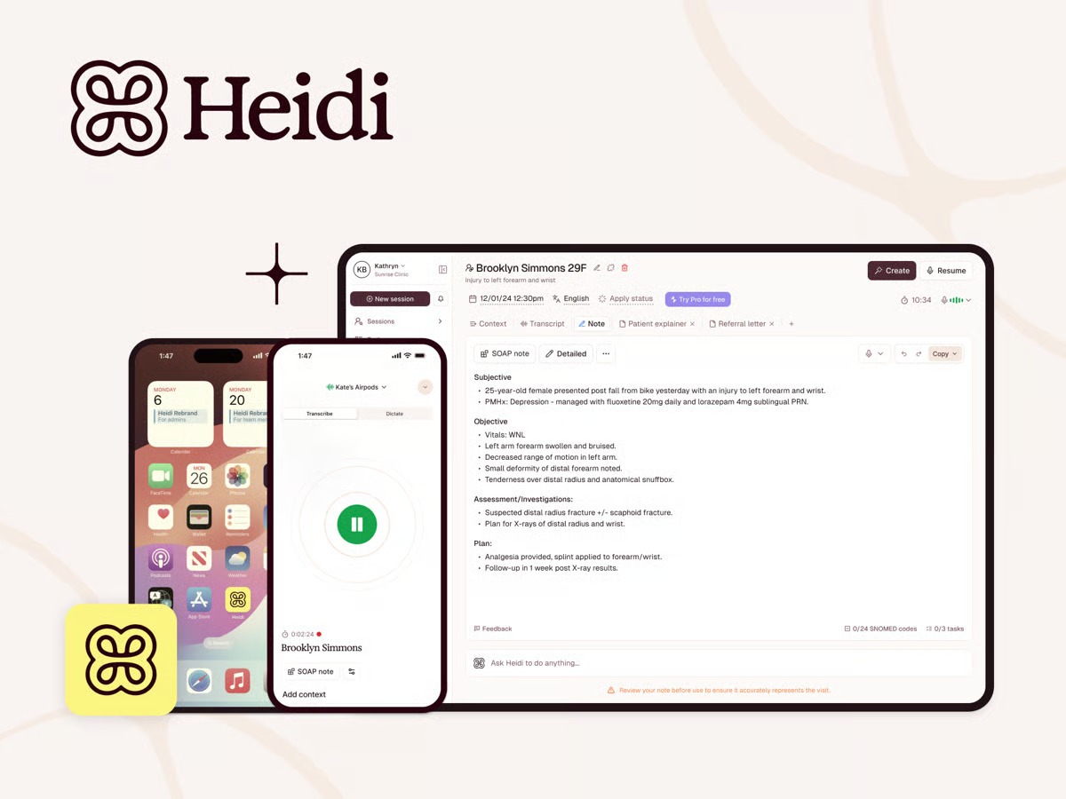 Heidi supports notes in different languages across multiple devices
