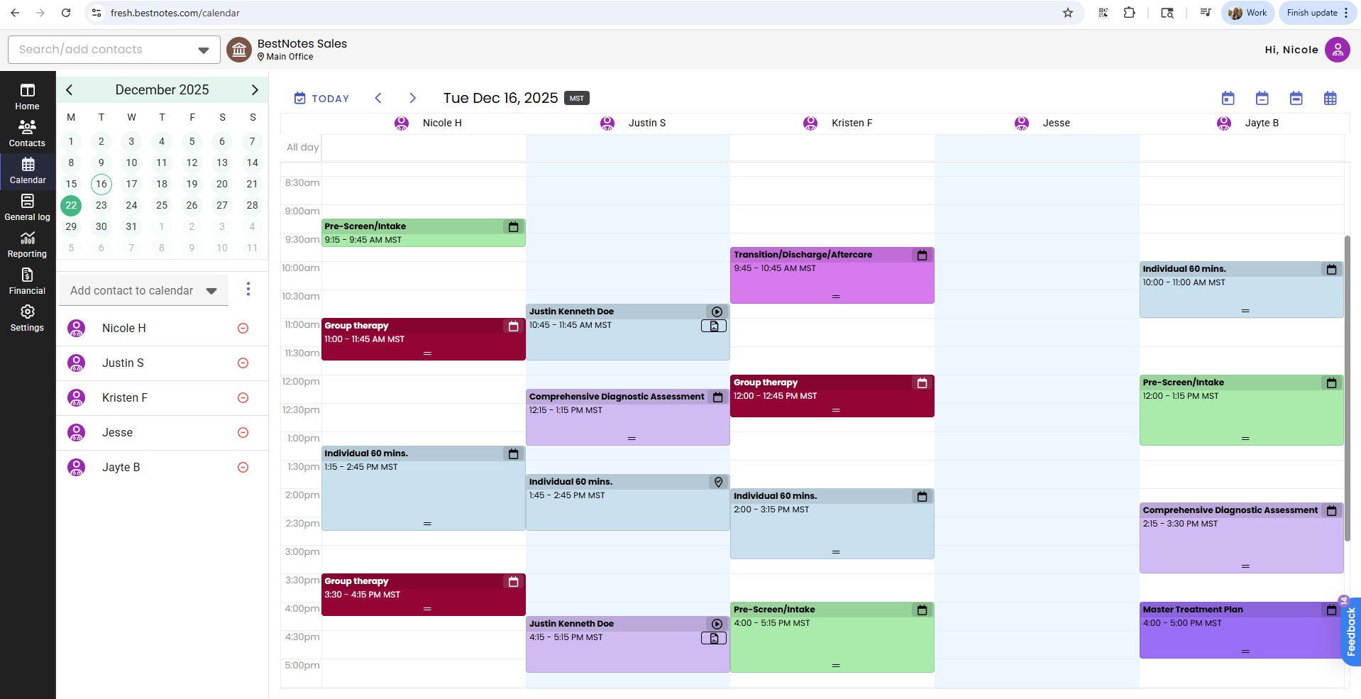 Bestnotes calendar for easy chart management