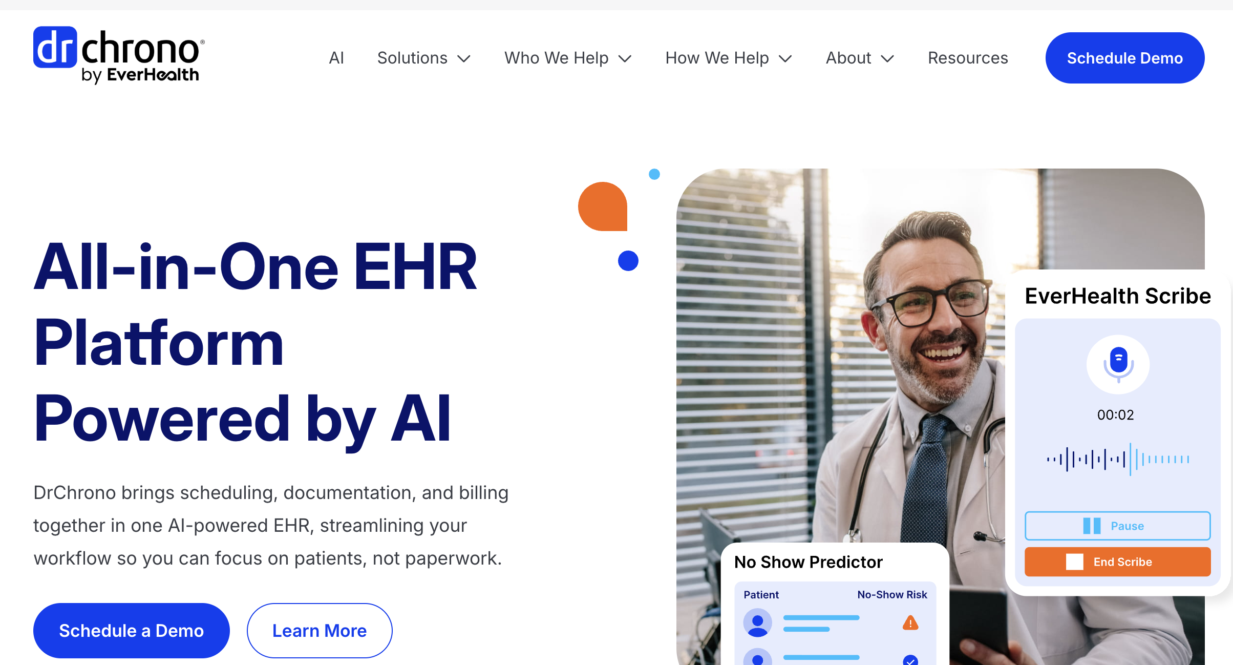 DrChrono medical coding software and AI-powered EHR platform featuring clinical documentation, billing, and practice management tools.