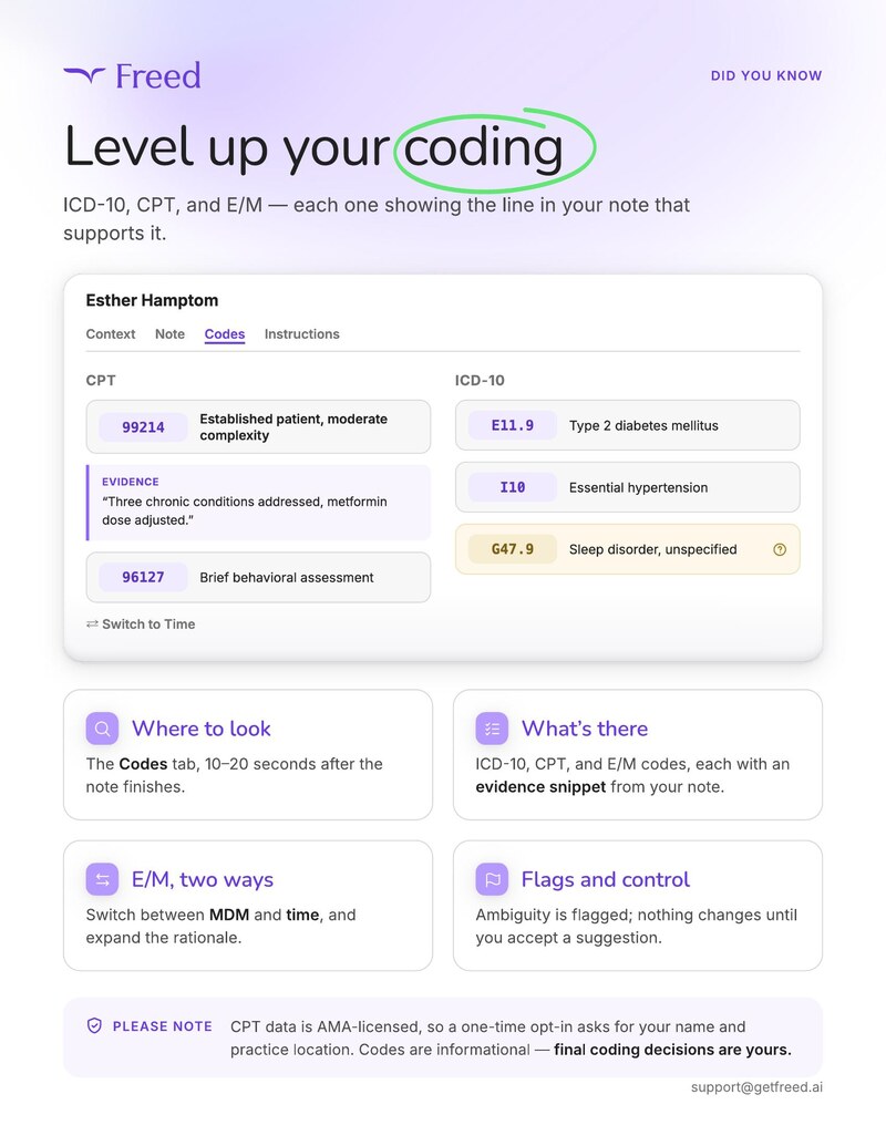 Get billing codes from your notes
