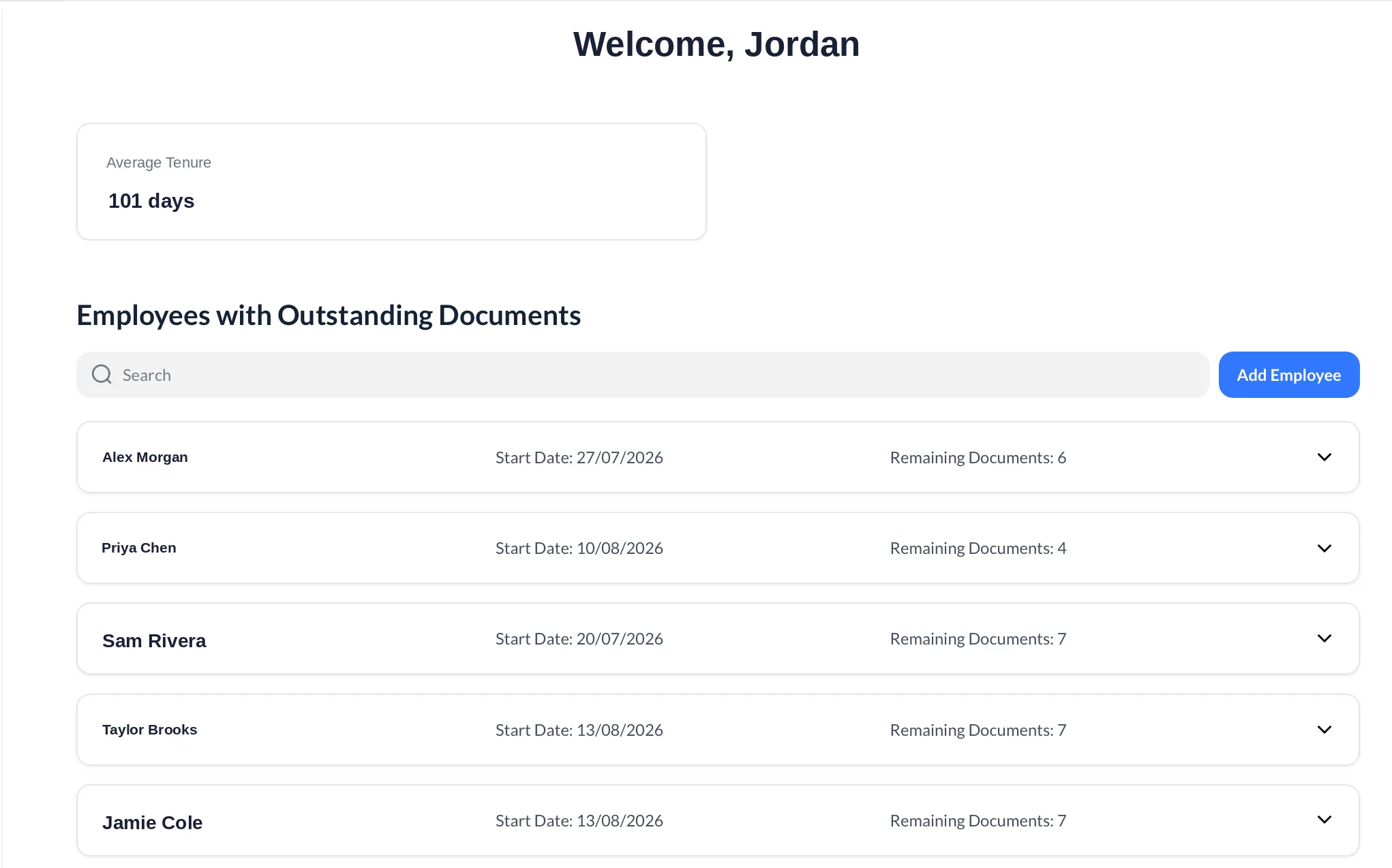 MyPathway dashboard showing employee onboarding overview