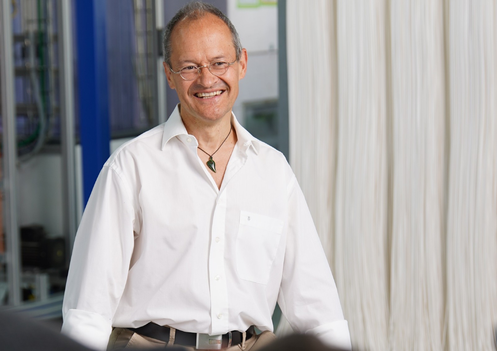 Portrait beside hollow fibre membrane modules.