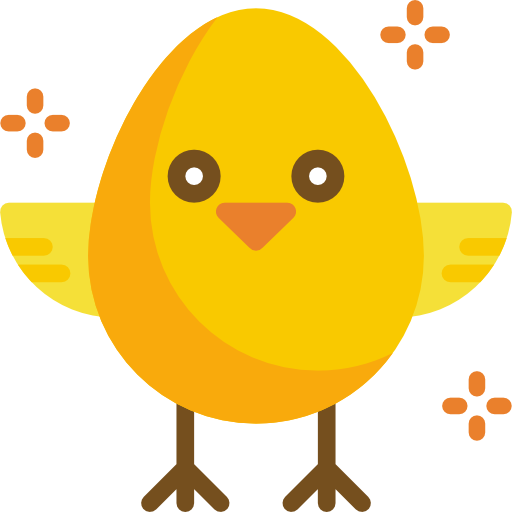 Yellow chick with its wings outspread.