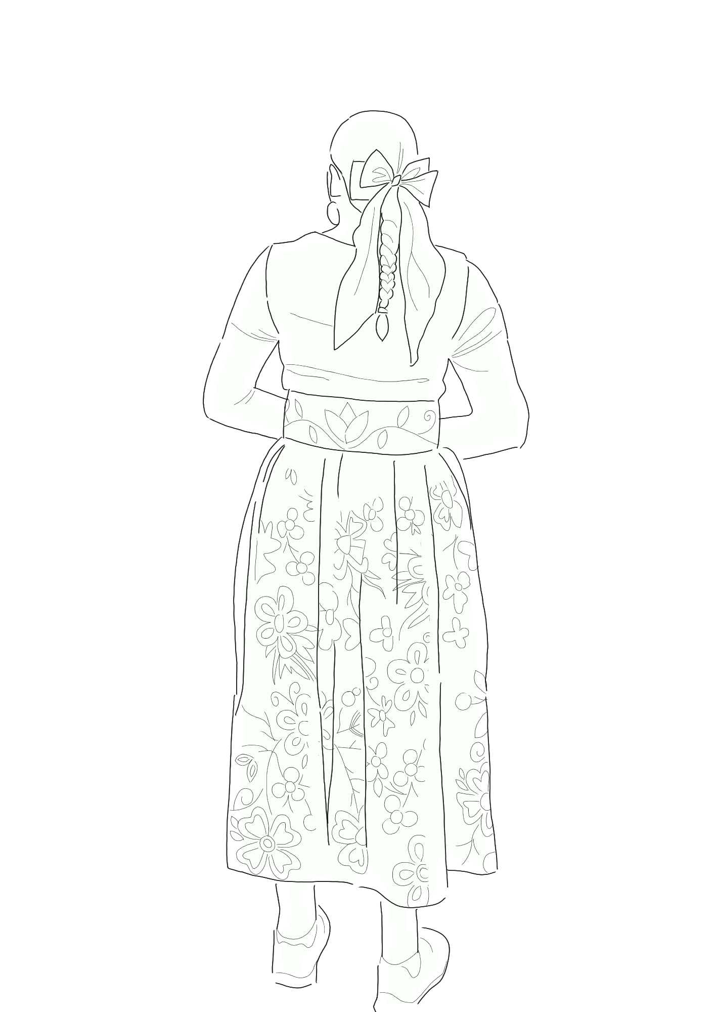 Drawn illustration of an anonymous figure  facing backwards