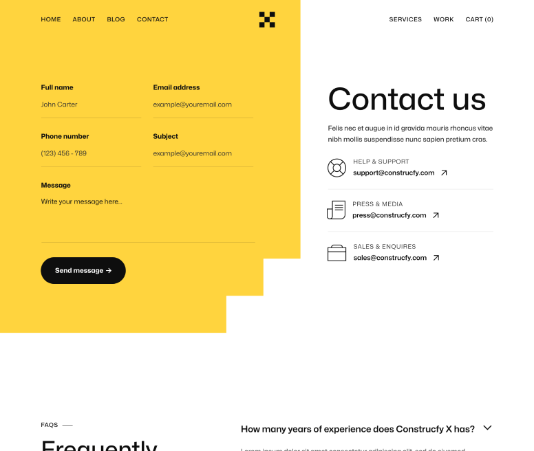 Contructify X - Contact V2 Page - Construction Webflow Template